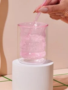 POKETO Double Wall Groovy Glass Pink New In Box - Picture 1 of 3