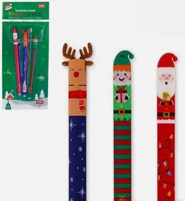 Erasable Gel Pen Christmas Set Santa Reindeer With 3 Gel Pen Legami - Image 1 of 4