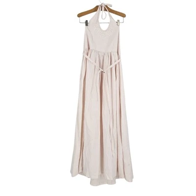 Vestido Dollcake Forever Girl Crema Halter Bordado Sin Mangas Cinturón Nuevo con Etiquetas Talla 14 Foto 1 de 4