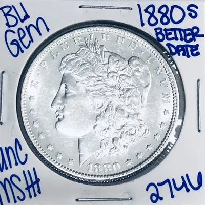 1880 S BU UNCIRCULATED MORGAN SILVER DOLLAR AUTHENTIC U.S.MINT FREESHIPPING 2746 - Image 1 of 3