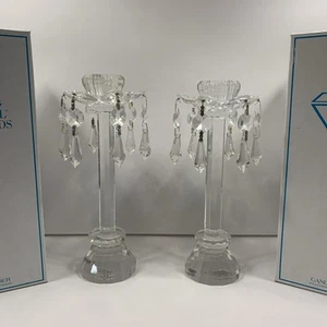 Crystal Diamonds By Godinger 9.5” Candleholder Set Shannon Crystal Of Ireland - Picture 1 of 7