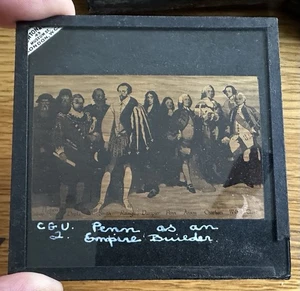 VINTAGE ANTIQUE MAGIC LANTERN SLIDE : NEWTON @ CO PENN AS AN EMPIRE BUILDER - Picture 1 of 2