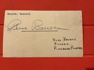 Russ Bauers 🔥🔥MLB Debut: 1936 Pittsburgh Pirates 🔥🔥Autograph  Postcard 🔥🔥 - Picture 1 of 2