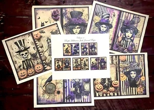 Volume 1 Purple Halloween Grimoire Or Junk Journal Pages - Picture 1 of 1