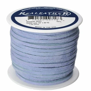 Realeather Suede Craft Lace Lite Blue 1/8" x 25 Yards Silver Creek - Picture 1 of 3