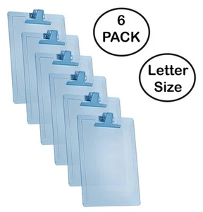 Acrimet Clipboard Letter Size Premium Metal Clip (Plastic) (Blue Color) 6 Pack - Picture 1 of 5