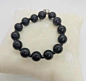 Chakkra healing protection Black tourmaline memory wire magnet closure bracelet - Picture 1 of 3