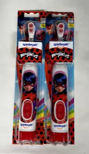 LADYBUG Spinbrush Kids Battery-Powered ADA Accepted Toothbrush 2 PACK Miraculous - Picture 1 of 3