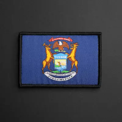 Michigan State Flag Patch US USA Woven/Embroidered - Hook & Loop - Image 1 of 2