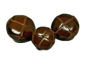 Leather Buttons DarkTan Brown Hot Cross Pattern Shank Type 2x25mm 1x15mm dia set - Picture 1 of 4
