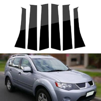 6x Fit For Mitsubishi Outlander 2006-12 Black Car Window Door Pillar Posts Cover - Image 1 of 4