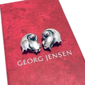 Georg Jensen 1999 Heritage Earrings Clip-on Sterling Silver 925 Used Authentic - Picture 1 of 18