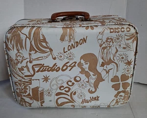 Vtg Studio 64 Disco Suitcase Luggage Hard Sided Travel 70s Boho Groovy - Picture 1 of 21