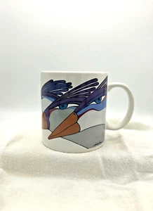 Vintage Laurel Burch 3 Birds Harlequin Tropical Exotic Coffee Mug Tea Cup Japan - Picture 1 of 6
