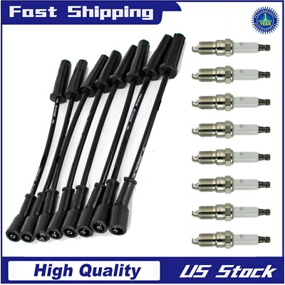 8pcs 41-110 Spark Plugs & 9748UU Wires Set Fit For Chevy GMC 4.8L 5.3L 6.0L - Image 1 of 4
