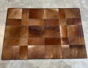 Natural Cowhide Patchwork Carpet - Handmade Rectangle Rug for Home Décor -Art 10 - Picture 1 of 5