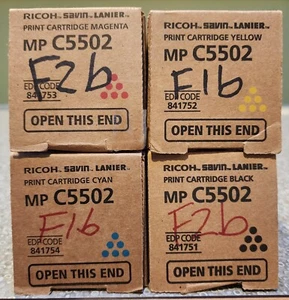 New Sealed Genuine Set of (4) Ricoh MP C5502 841754 841753 841751 841752 Toner - Picture 1 of 5