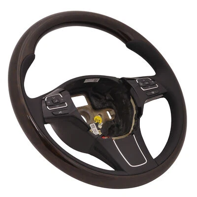 Holz Leder Lenkrad Multifunktion VW Touareg 7P 10-14 Holz Vavona Leder schwarz - Bild 1 von 4