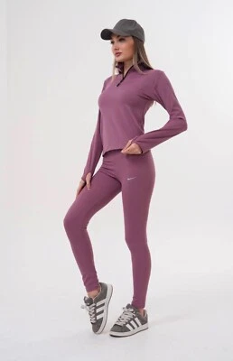 Nike Fast Dri-Fit Quarter Zip & Leggings. purple Size Small.Runs small. - Image 1 of 4