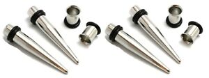 2 Pairs 1g 7mm and 9mm Steel Ear Stretching Kit Tapers & Tunnels gauges plugs
