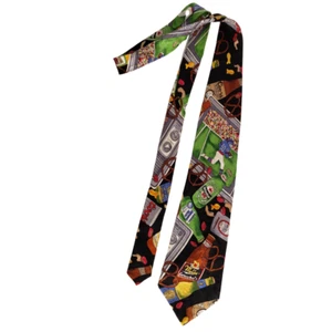 Vintage Nicole Miller Silk Tie Miller Amstel Lowenbrau Pretzels Sports - Picture 1 of 3
