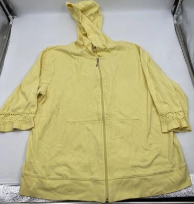 Dressbarn Mujer Sudadera con Capucha Amarilla Cremallera Completa Manga 3/4 Talla 14/16 Usada Foto 1 de 4