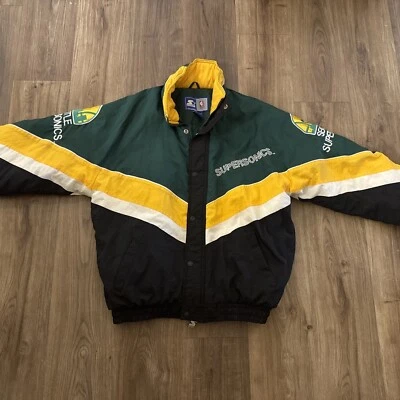 Vintage 90's Starter Seattle Sonics Supersonics Jacket NBA -Mens Size M -NO HOOD - Image 1 of 4