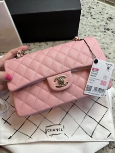 New With Tags And Receipt - Chanel 22c Sakura Pink Caviar Small Classic Flap - Picture 1 of 17