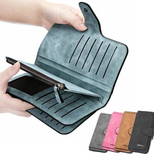 Women Vegan Matte Leather Wallet Bifold Clutch Large Capacity Card Organizer - Picture 1 of 22