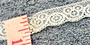 antique doll dress fine cotton lace 3/4" circles lot art deco scalloped edge - Picture 1 of 12