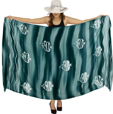 LA LEELA Women's Swimwear Pareo Cover Up Sarong Wrap Skirts 78"x42" Black_X891 - Изображение 1 из 3