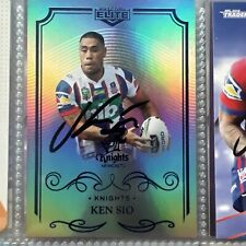 Ken Sio Signed 2017 Elite Parallel NRL card Newcastle Knights
