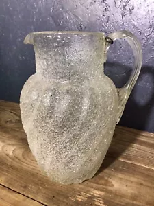 Antiker Krug Viktorianischer Glaskrug Crackle Glas Matt Blumenvase - Bild 1 von 11