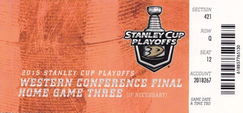 2015 ANAHEIM DUCKS VS CHICAGO BLACKHAWKS PLAYOFFS GAME #5 TICKET STUB BELESKY Cover