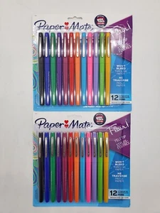 PAPERMATE FLAIR 24 PENS X2 PACKS OF 12, 0.7 MM FELT TIP PENS MED. POINT - Picture 1 of 2