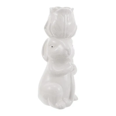  Keramikvase: Schmale Knospenvase – Osterhasenfigur mit Rosenkopf, ideal als - Bild 1 von 4