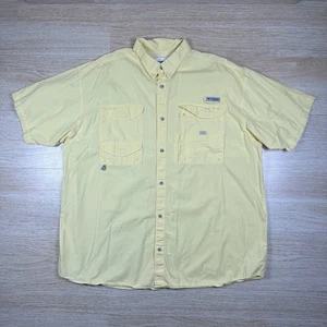 Columbia PFG Shirt Mens 2XL Button Down Short Sleeve Yellow Fishing Vented - Picture 1 of 7