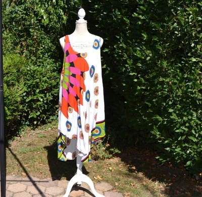 Robe tunique de plage asymetrique légere taille unique fleuri - Photo 1/4