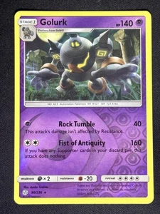 Golurk 90/236 Holograma Inverso SM - Tarjeta Pokémon Eclipse Cósmico Juego de cartas coleccionables - Imagen 1 de 2