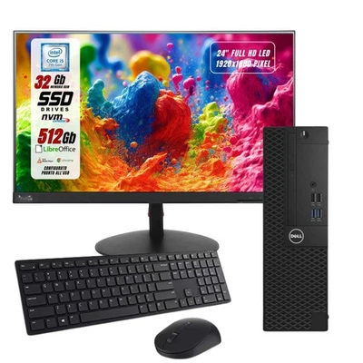 Postazione Completa Pc Dell i5-7500 32Gb 512Gb Win10P Monitor 24" Ricondizionato - Immagine 1 di 4