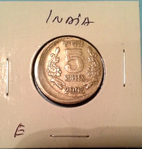 India Error 5 Rupees coin 2003. - Picture 1 of 7