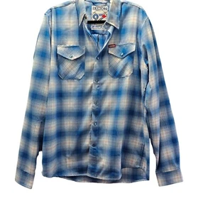 Dixxon The Winfield Flannel Shirt Size LT Long Sleeve Mens Shirt Pearl Snap Blue - Picture 1 of 9