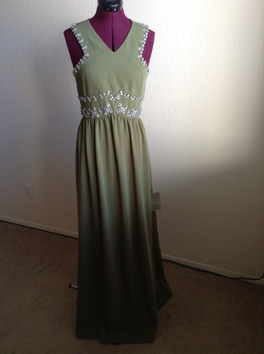 NWT $1795 TORY BURCH 'LUISA' Embellished Gown Cut Out Back*Hills Green*Size 2