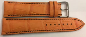 22 mm MIDO Uhrenarmband orange Leder Krokoprägung Schließe ohne Herstellerlogo - Bild 1 von 2