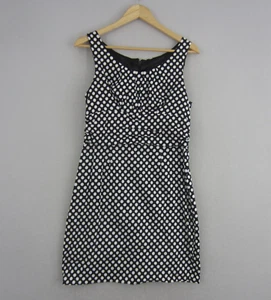 Events Dress Womens 14 Black White Polka Dots Fit Flared Sleeveless Work Event - Picture 1 of 15