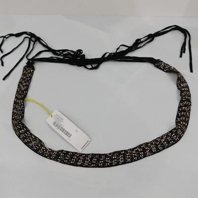 Cinturón BCBGeneration para mujer negro adornado estrás cuentas gamuza ajustado nuevo con etiquetas Foto 1 de 4