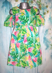 GIRLS NEXT DRESS AGE 3-4, Tropical Floral Cotton Lined Summer Holiday Dress - Picture 1 of 7