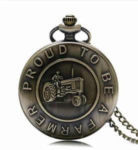 HORSE & WESTERN JEWELLERY PROUD FARMER PENDANT NECKLACE WATCH / POCKET FOB WATCH - Bild 1 von 4