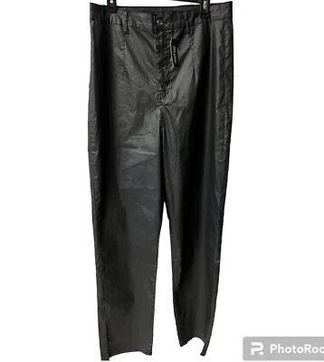 Boohoo jeans Womens Tall sz 14 vegan leather coated Split Hem Straight Leg New - Image 1 of 4