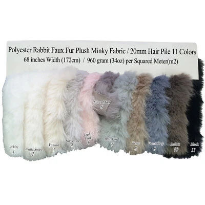 Luxury Faux Rabbit Fur 20mm Long Haired Furry Dolls Jacket Mink Coat Fabric 68"W - Image 1 of 2